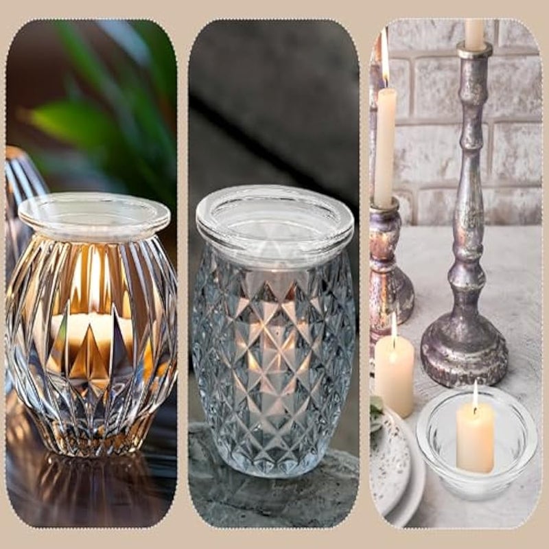 طبق زجاجي للعلاج العطري من توبرفن، وعاء تسخين للشمع، طبق بديل لتسخين زيت الشمع، طبق تذويب الشمع للمصباح، طبق تسخين زيت الشمع، صينية تسخين الشمع، صواني شمع - Image 4